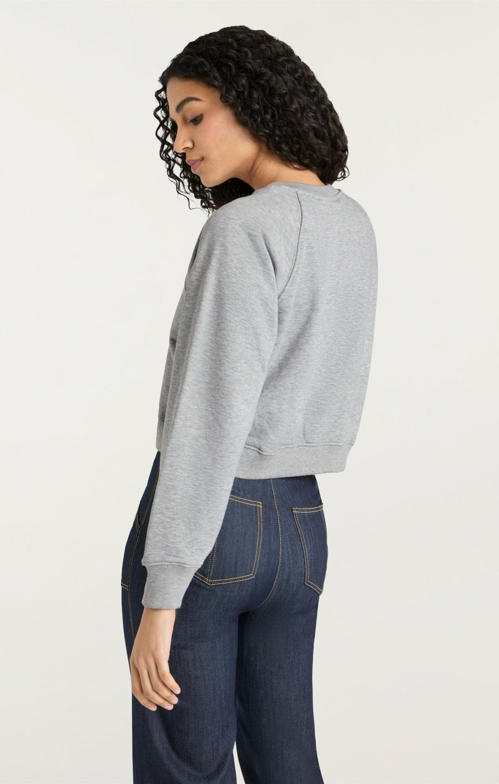Women Tiger Cropped Jennifer Pullover Heather Grey/Multi