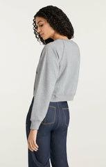 Women Tiger Cropped Jennifer Pullover Heather Grey/Multi