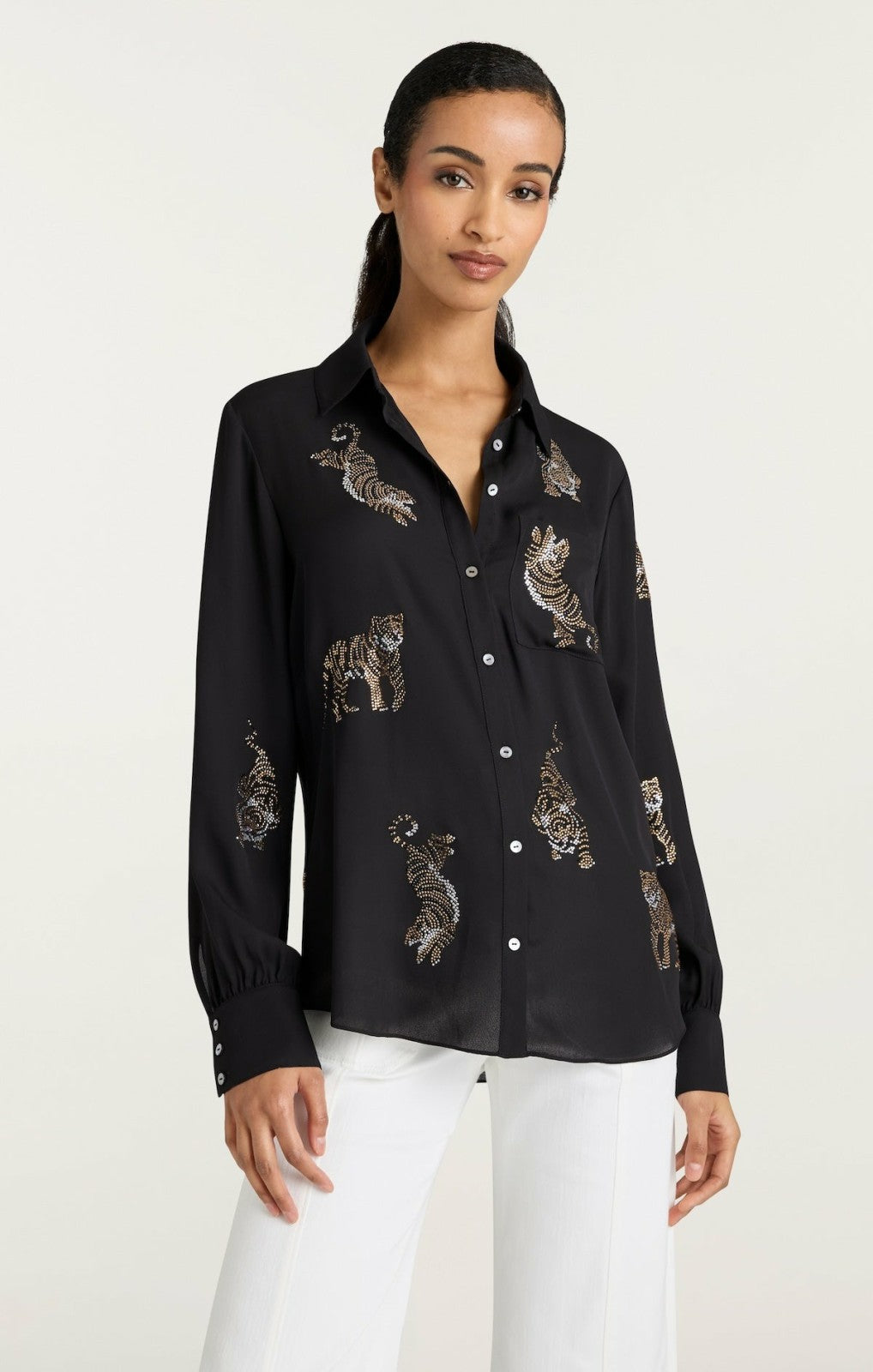 Women Le Tiger Heatset Blanche Top Black/Multi