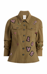 Women Ditsy Love Scrunched Canyon Jacket Dark Olive/Multi