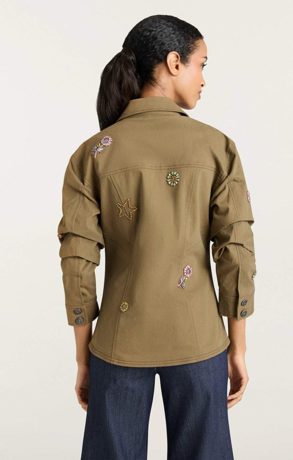 Women Ditsy Love Scrunched Canyon Jacket Dark Olive/Multi