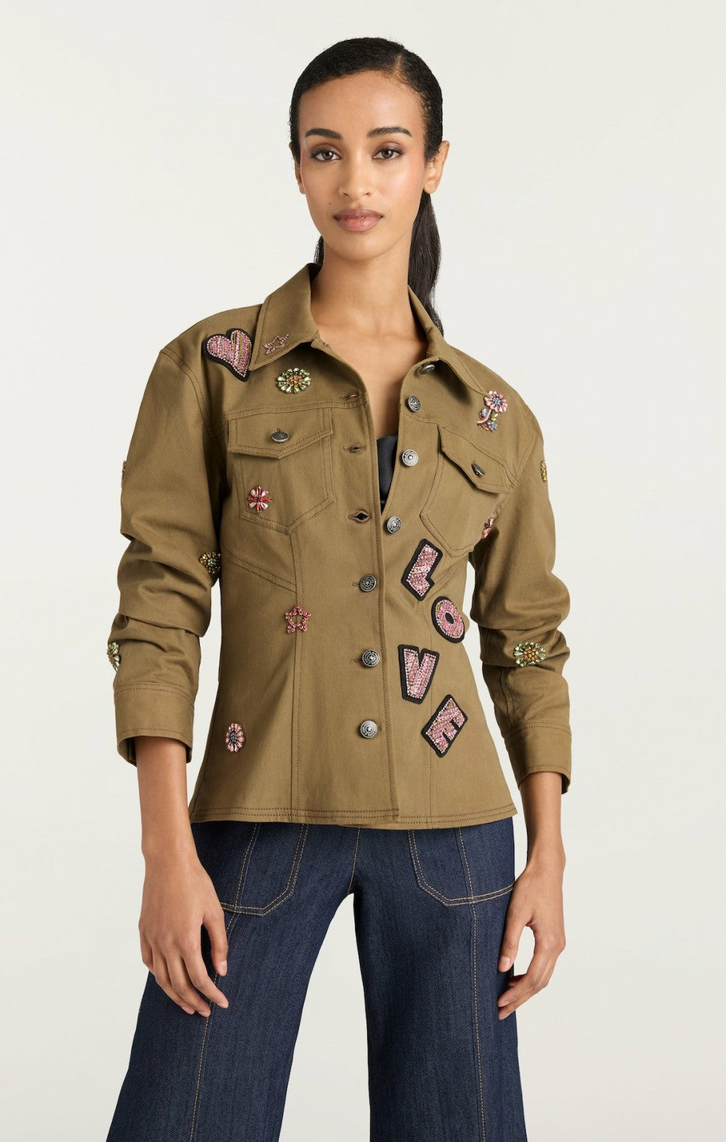 Women Ditsy Love Scrunched Canyon Jacket Dark Olive/Multi