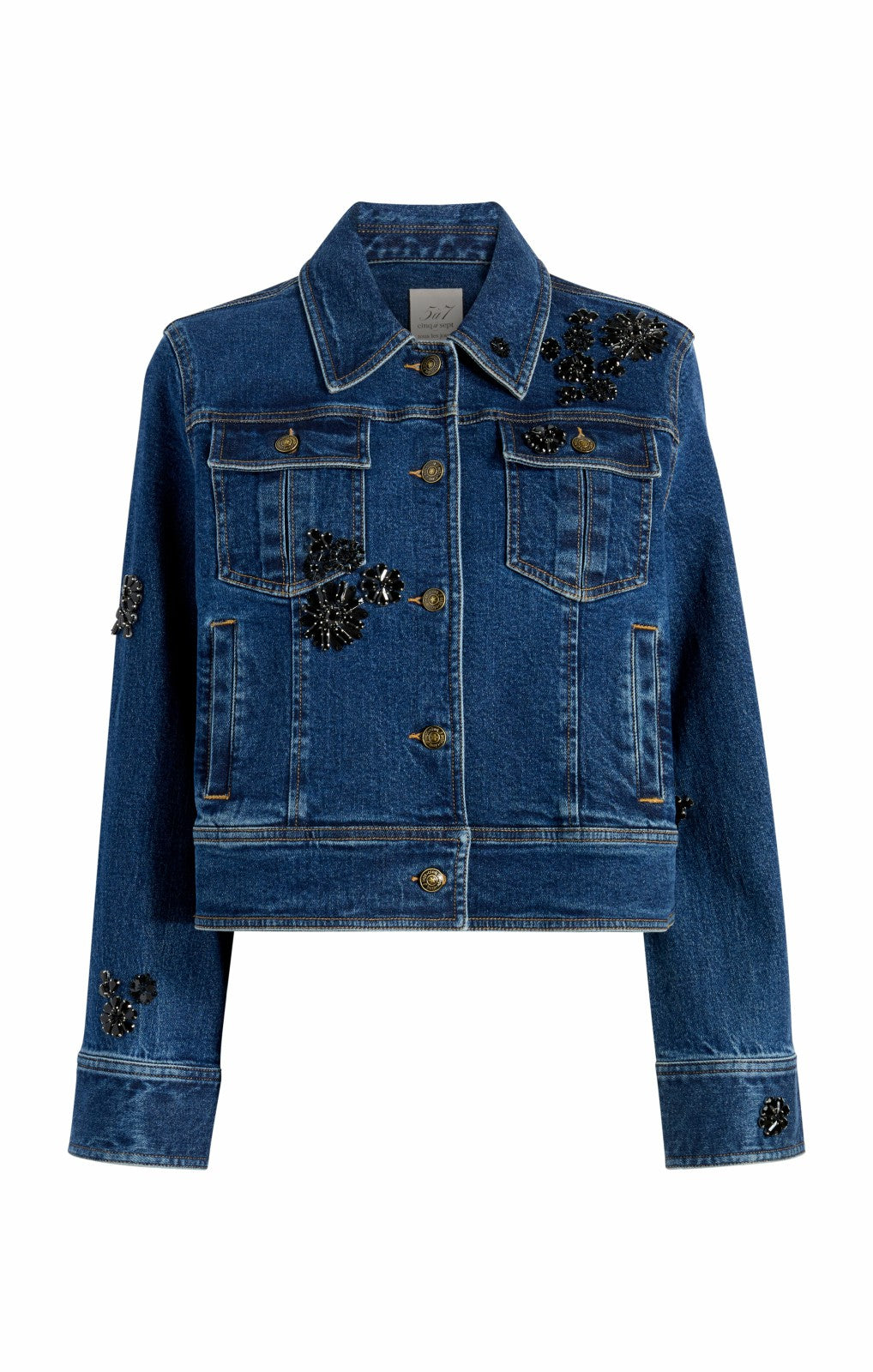 Women Jet Black Embellished Riviera Jacket Oceane
