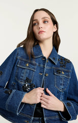 Women Jet Black Embellished Riviera Jacket Oceane