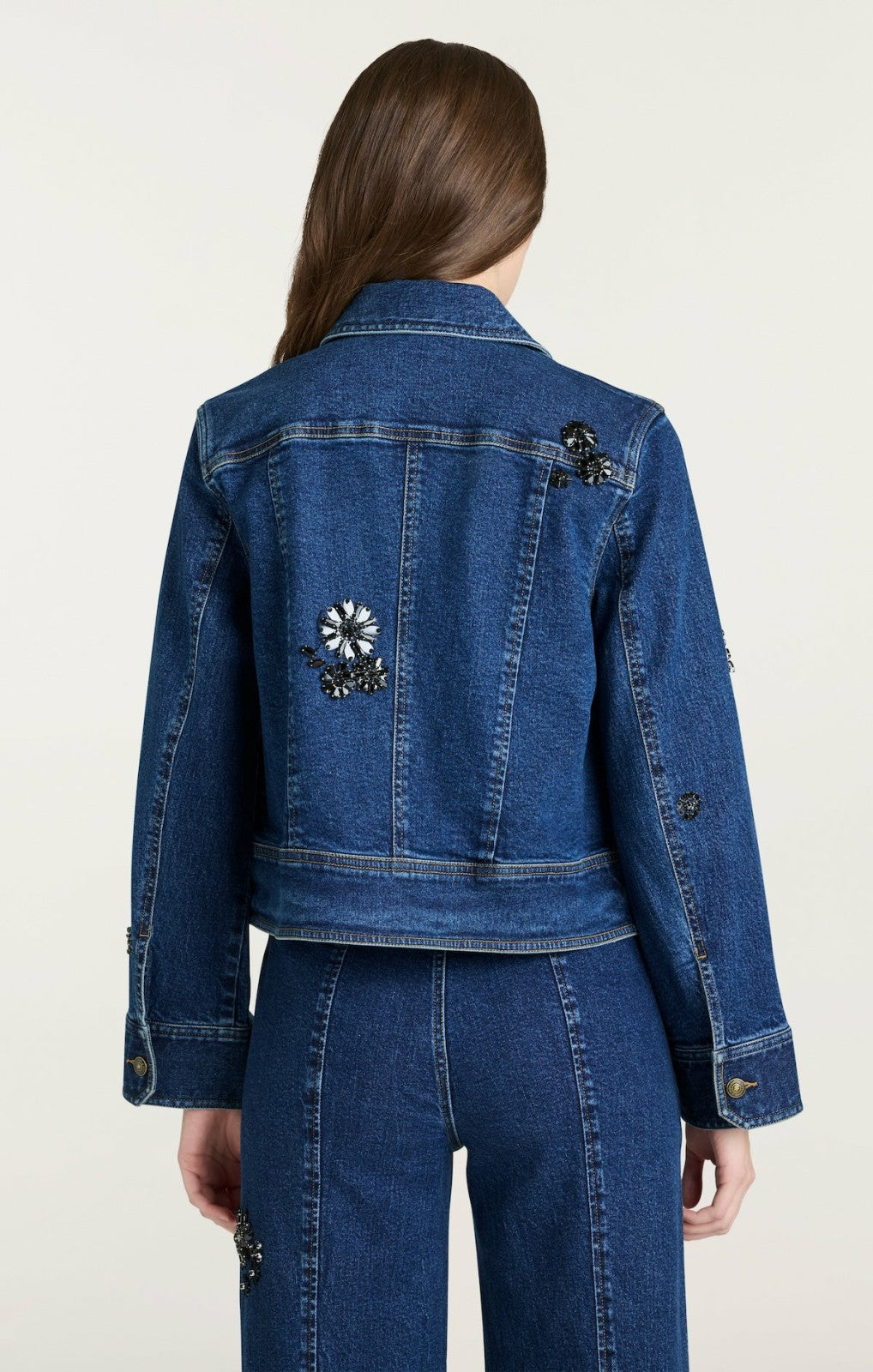 Women Jet Black Embellished Riviera Jacket Oceane