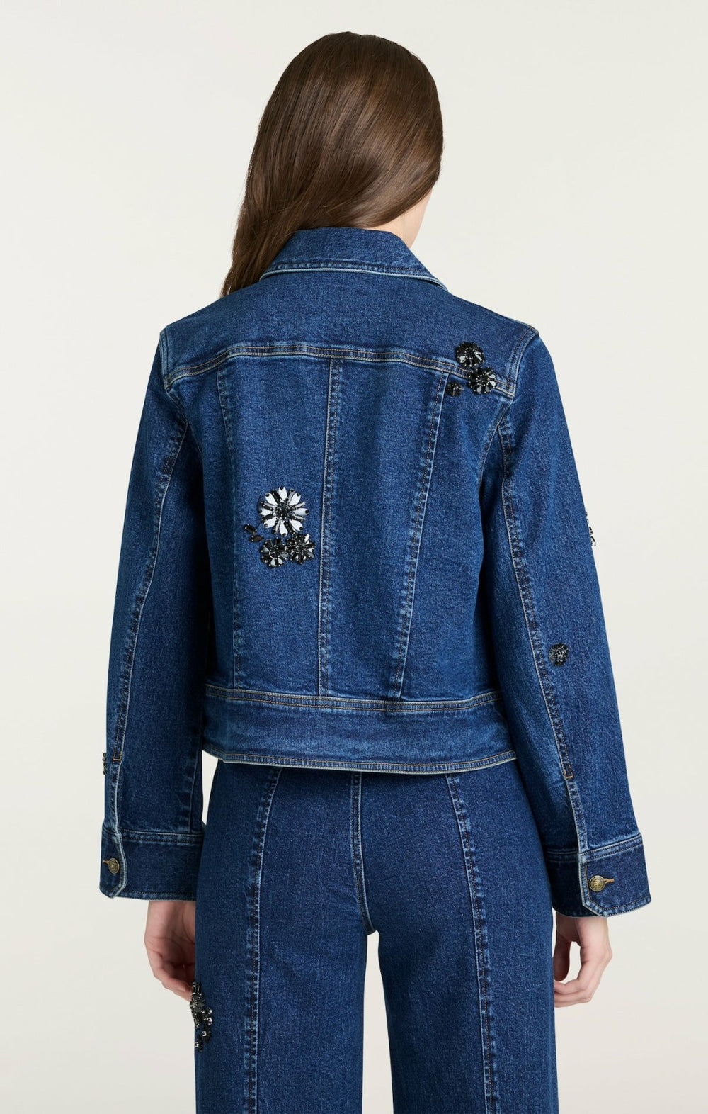 Women Jet Black Embellished Riviera Jacket Oceane