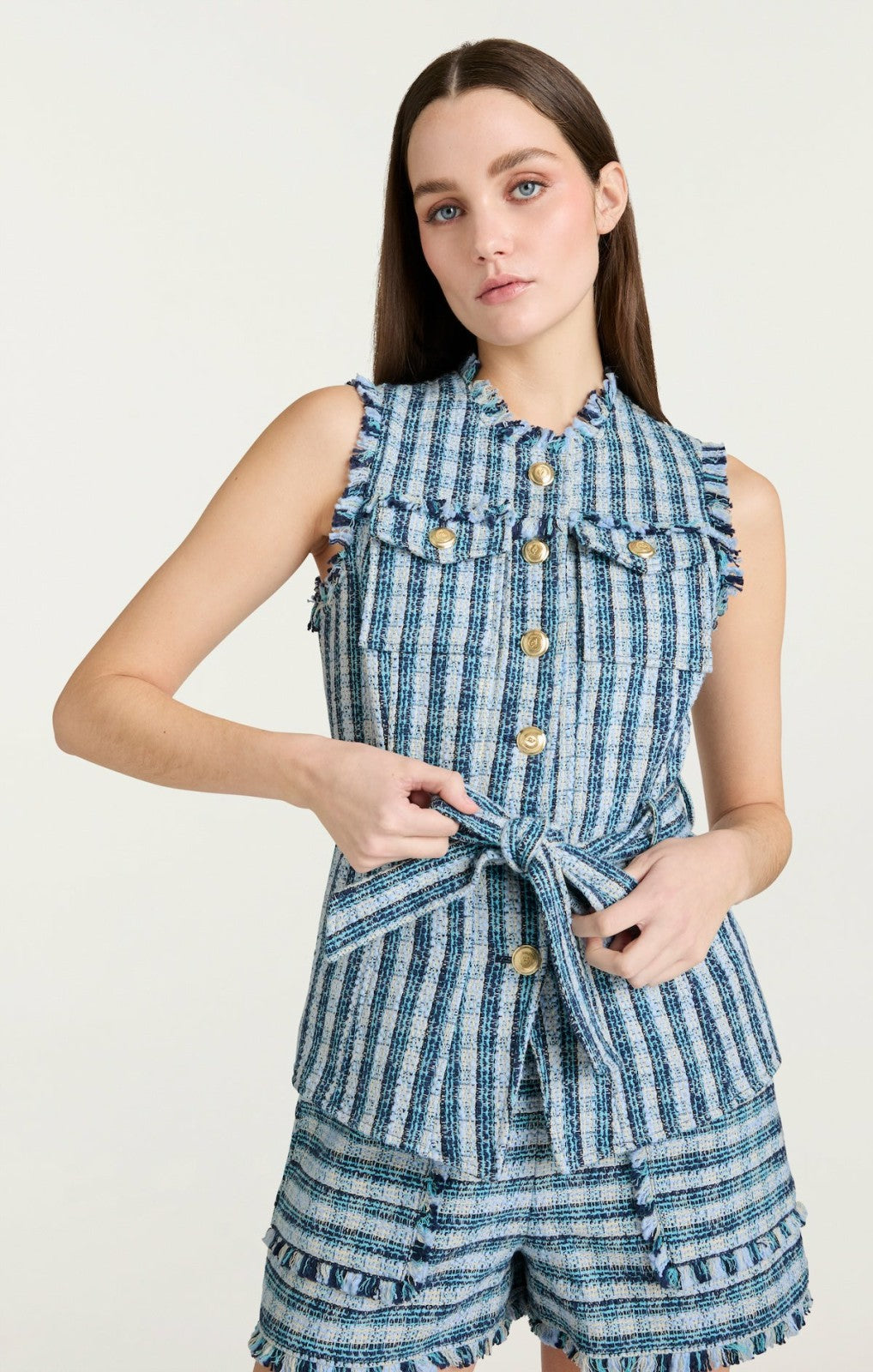 Women Matilda Tweed Reenee Vest Navy Multi