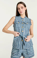 Women Matilda Tweed Reenee Vest Navy Multi
