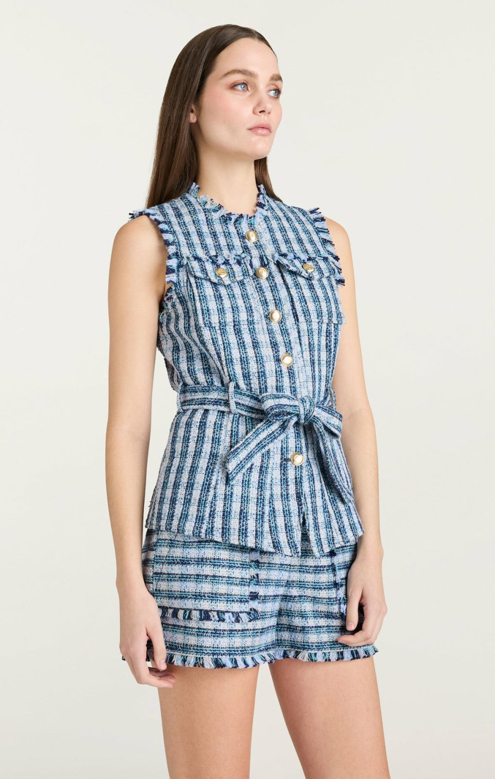 Women Matilda Tweed Reenee Vest Navy Multi