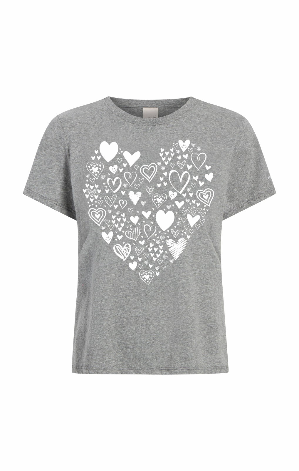 Women Multi Heart Tee Heather Grey/White