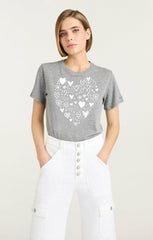 Women Multi Heart Tee Heather Grey/White