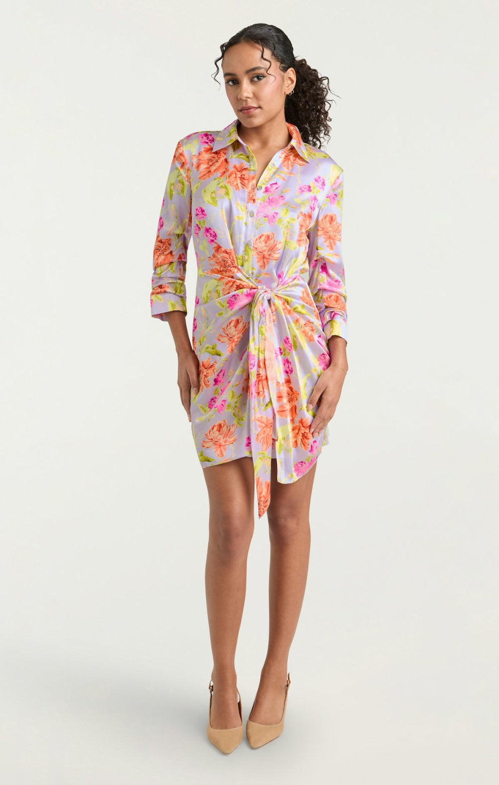 Women Midnight Tulips Mini Jacey Dress Pale Lavender Multi