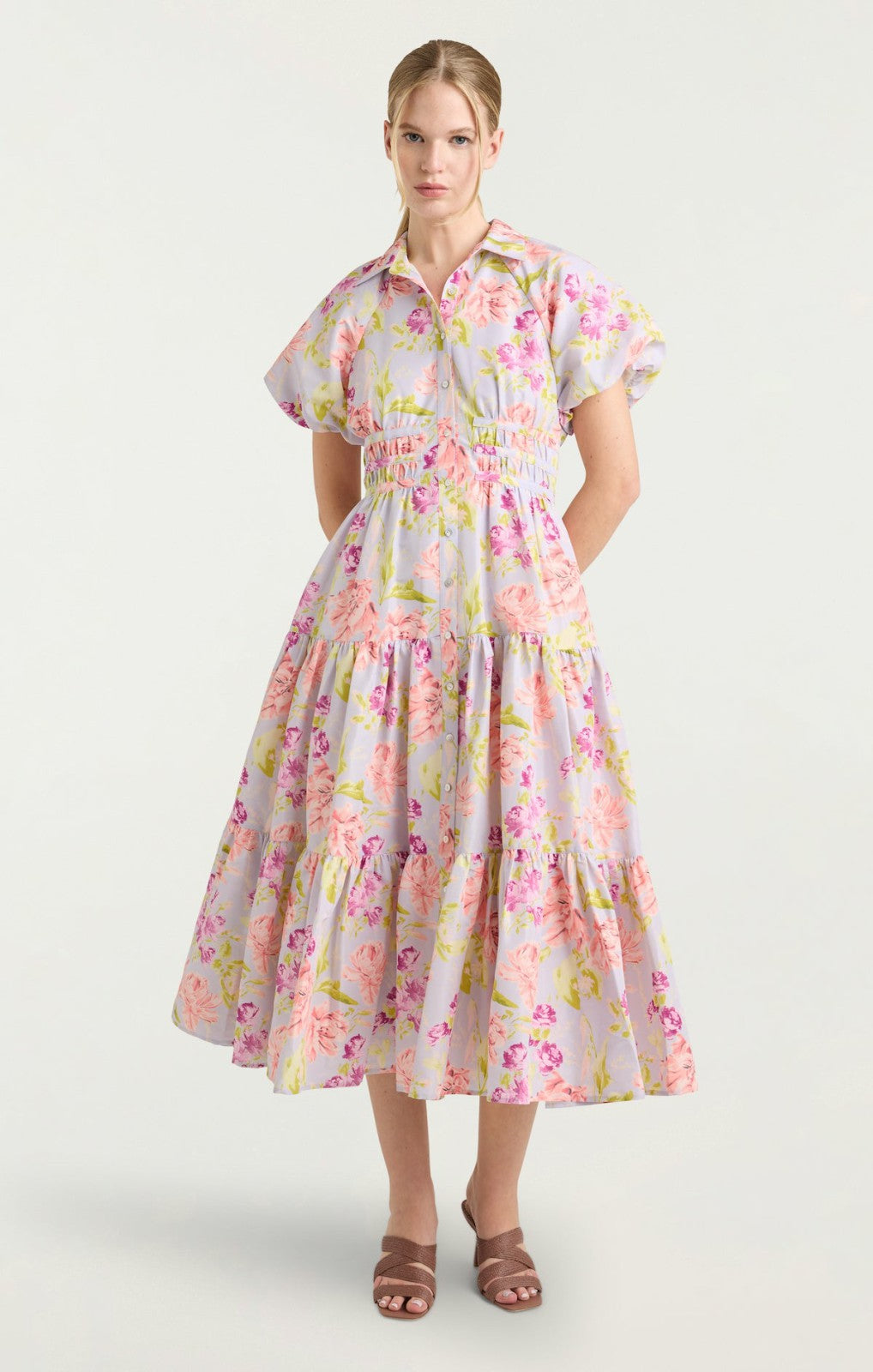 Women Midnight Tulips Maggio Dress Pale Lavender Multi