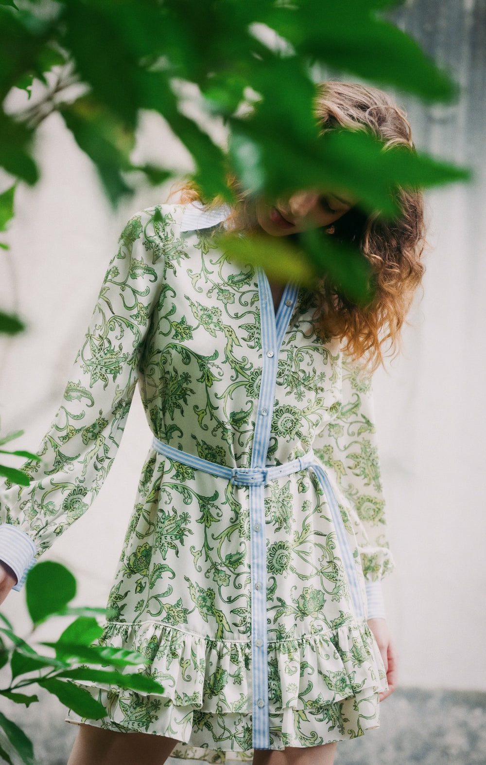 Women Ivy Paisley Tirza Dress Ivory Multi/Blue Hydrangea