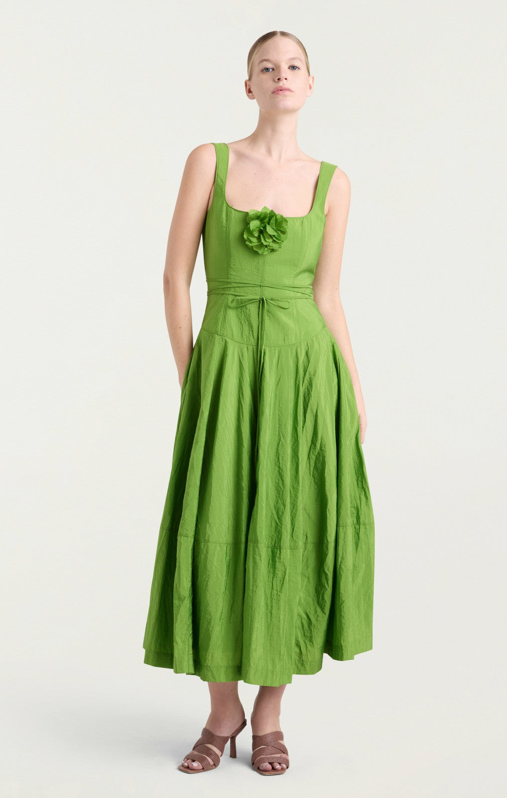 Women Flower Joisian Dress Salted Lime