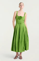 Women Flower Joisian Dress Salted Lime