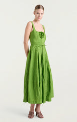 Women Flower Joisian Dress Salted Lime