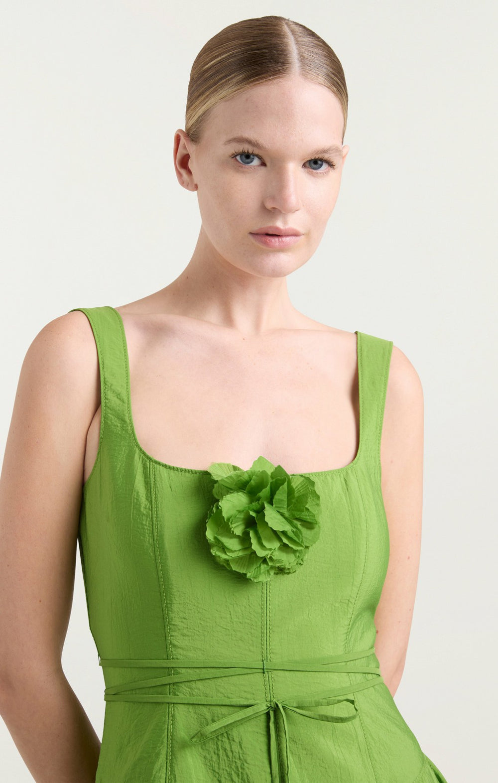 Women Flower Joisian Dress Salted Lime
