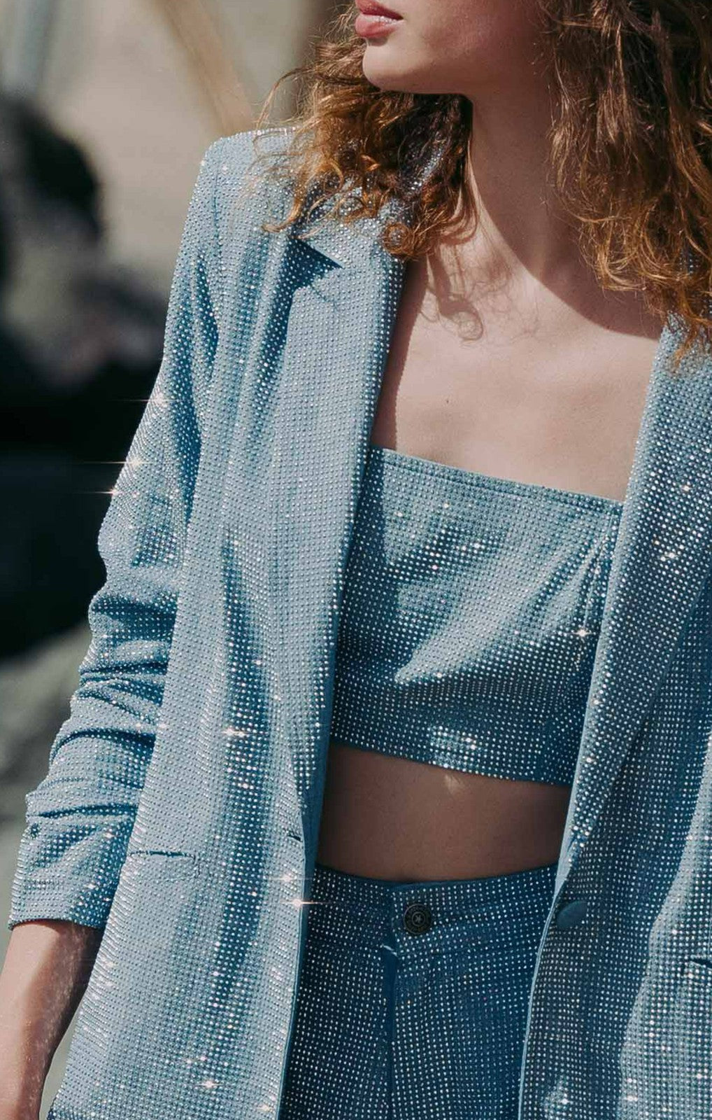 Women Chambray Heatset Kylie Jacket Medium Blue