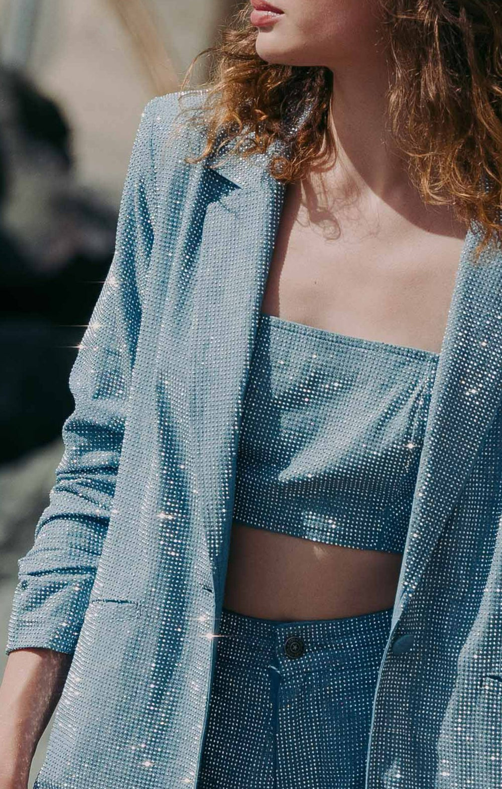 Women Chambray Heatset Kylie Jacket Medium Blue