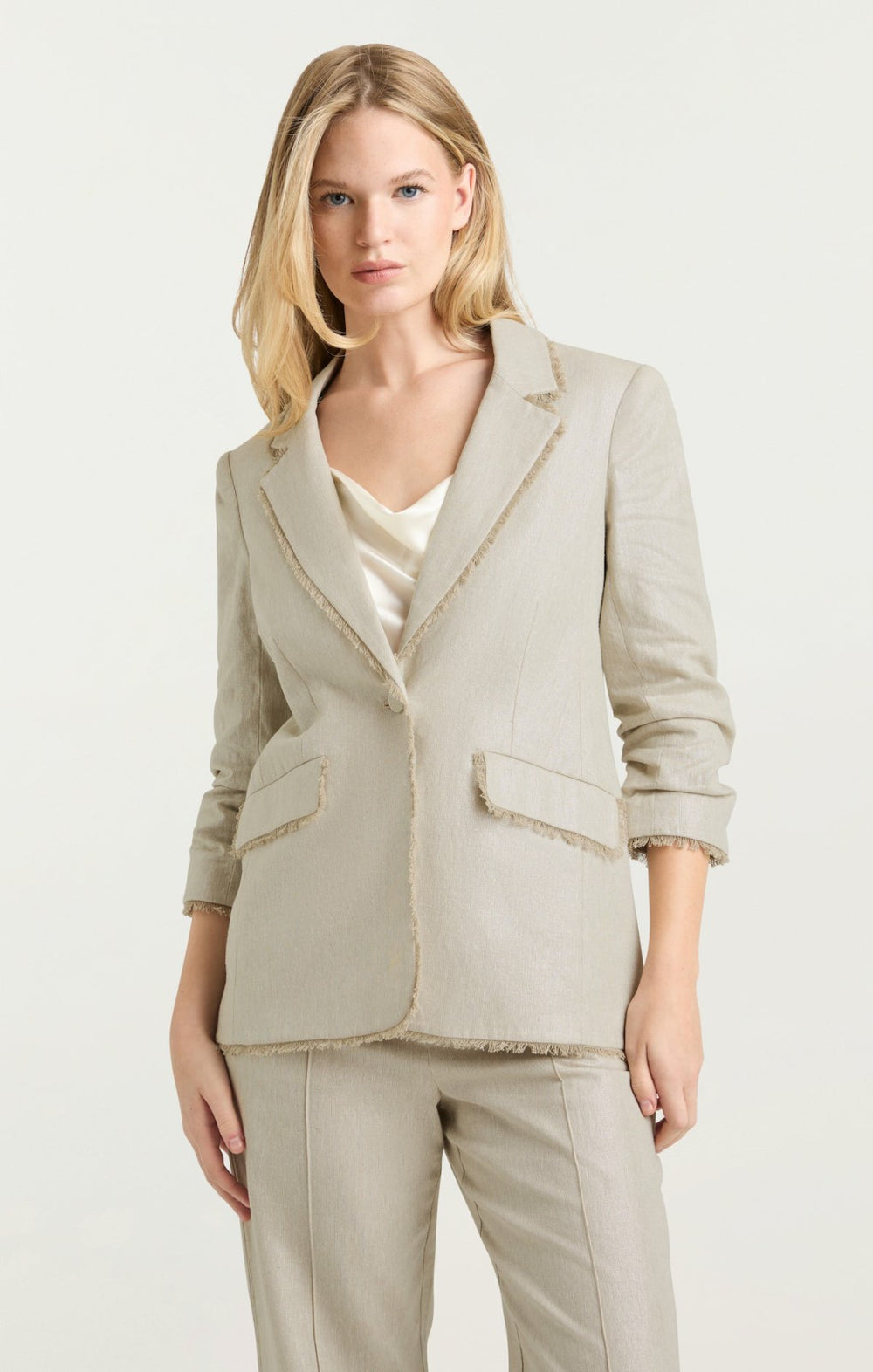 Women Lurex Linen Kylie Blazer Plaster