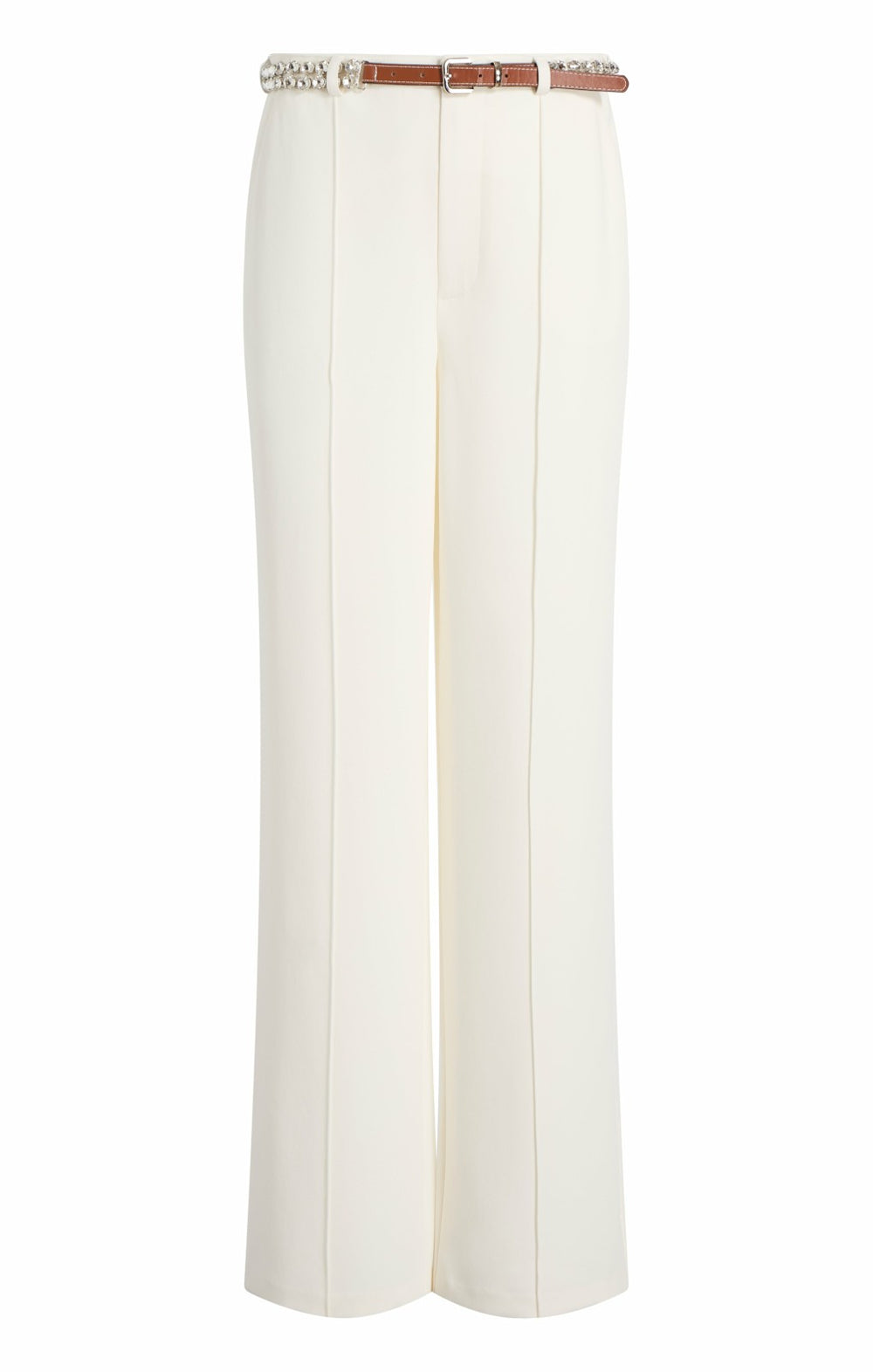 Women Rhinestone Belt Ester Pant Ivory