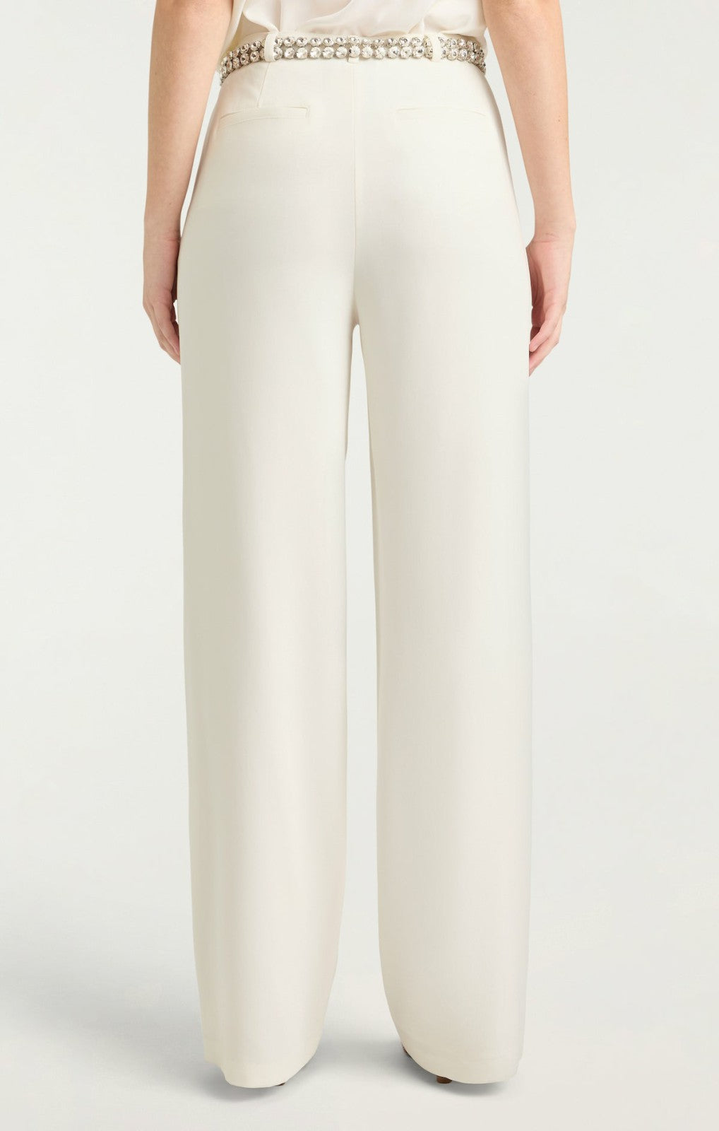 Women Rhinestone Belt Ester Pant Ivory