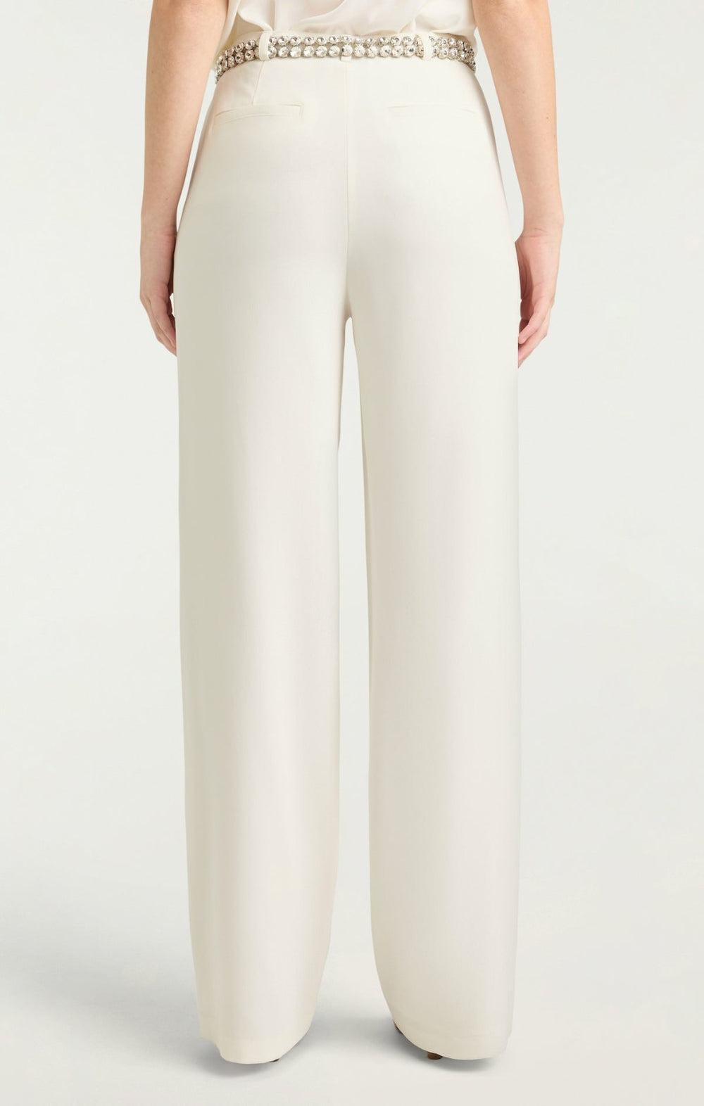 Women Rhinestone Belt Ester Pant Ivory