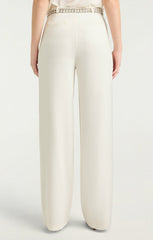 Women Rhinestone Belt Ester Pant Ivory