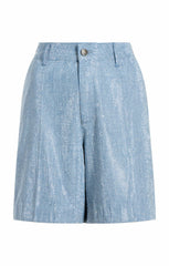 Women Chambray Heatset Patricia Short Medium Blue