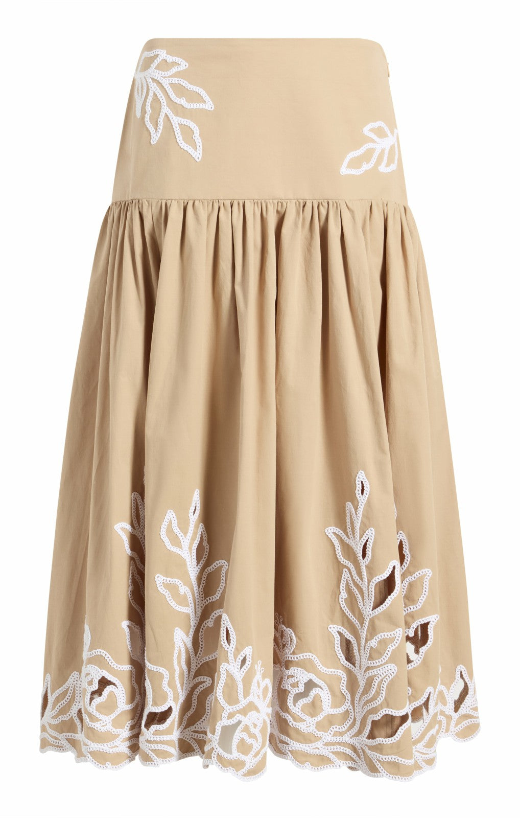 Women Trailing Peonies Tilda Skirt Khaki/White