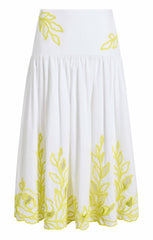 Women Trailing Peonies Tilda Skirt White/Golden Glow