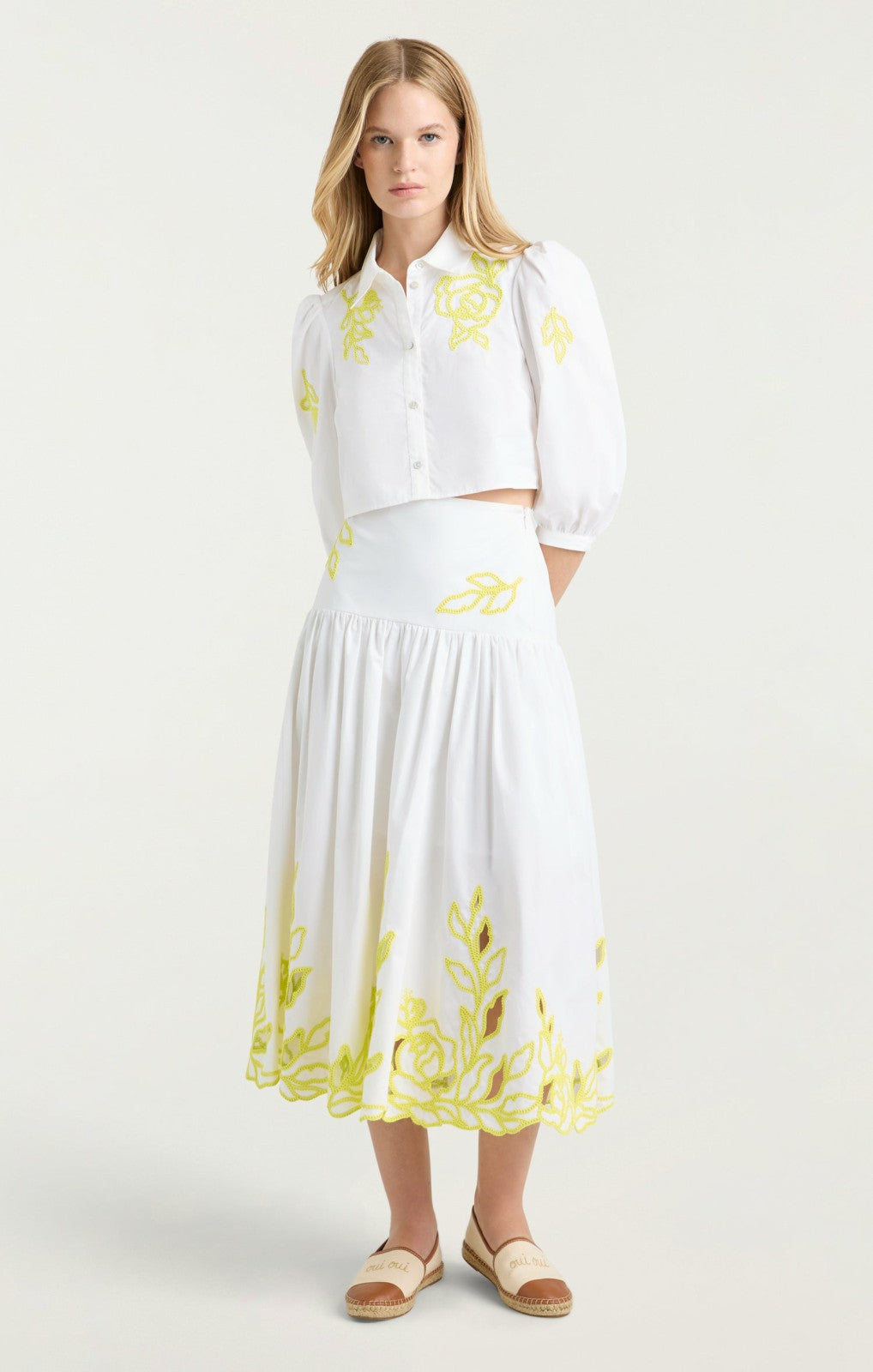 Women Trailing Peonies Tilda Skirt White/Golden Glow