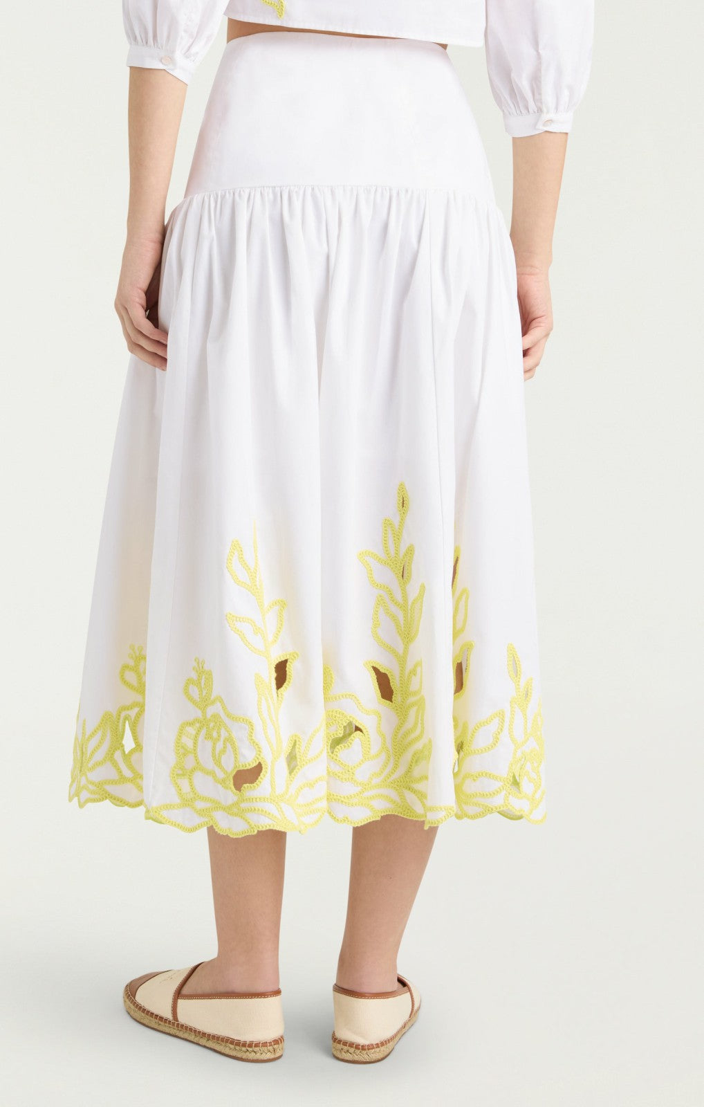 Women Trailing Peonies Tilda Skirt White/Golden Glow
