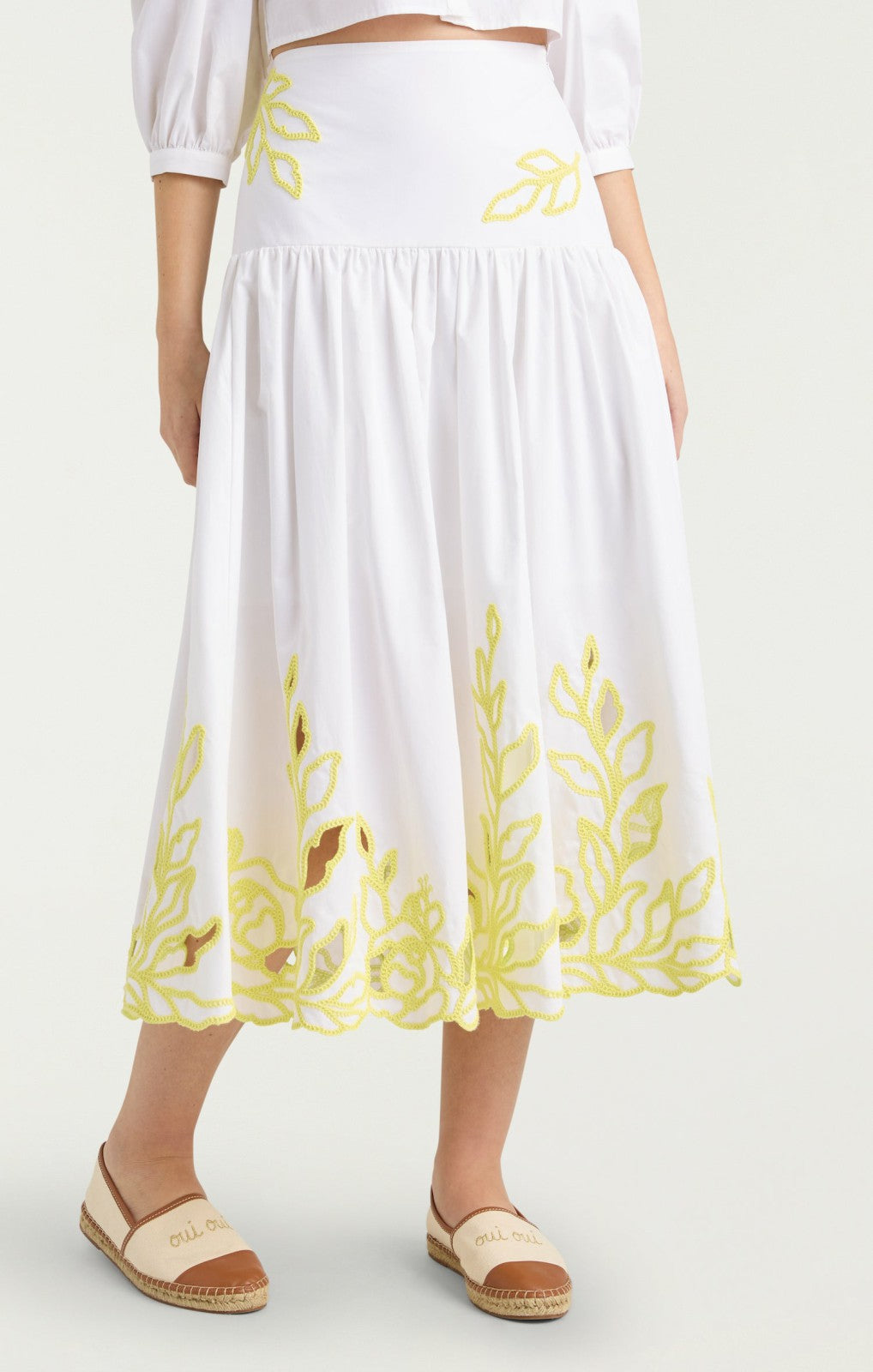 Women Trailing Peonies Tilda Skirt White/Golden Glow
