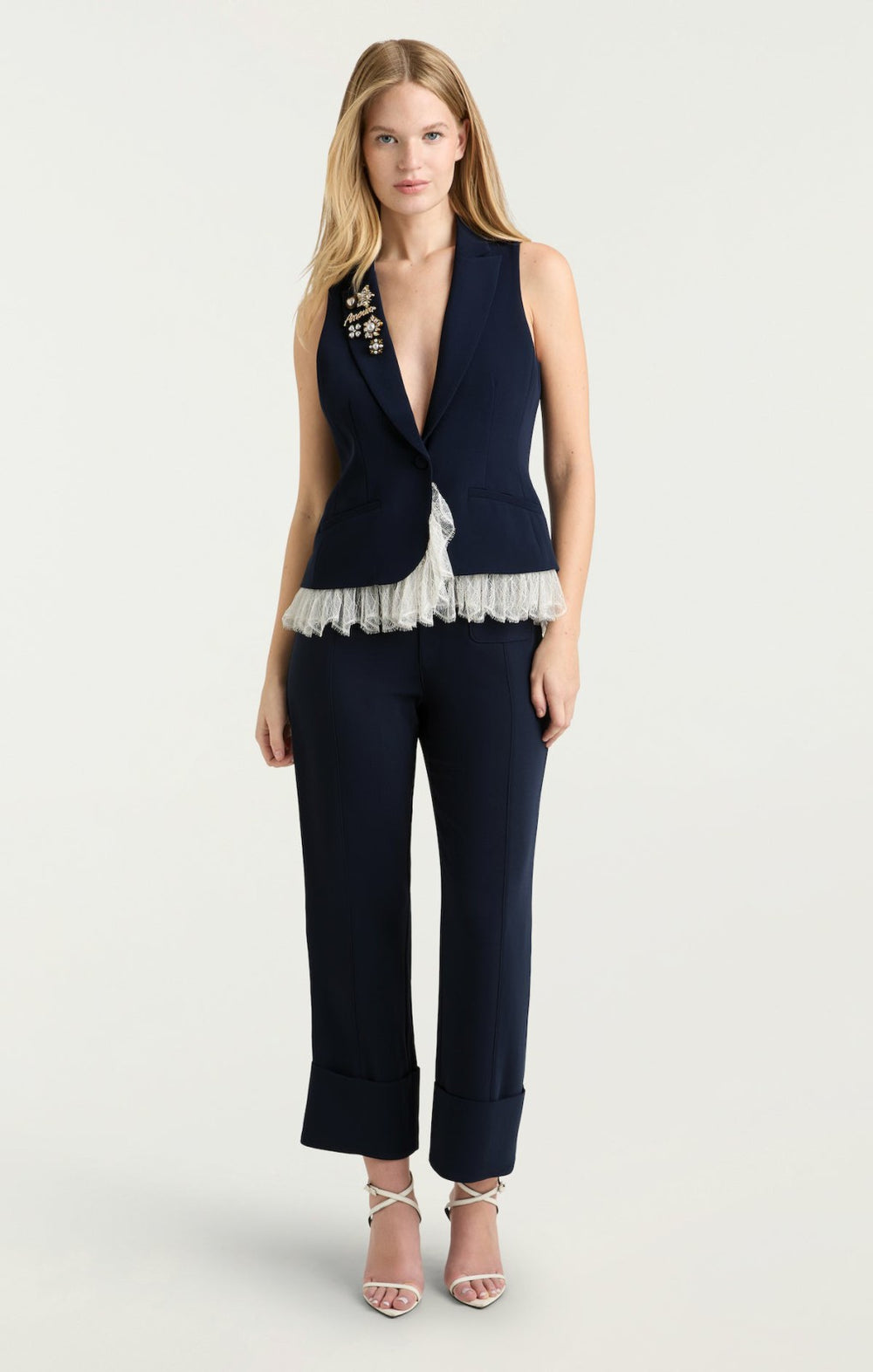 Women Roxie Vest Navy/Ivory