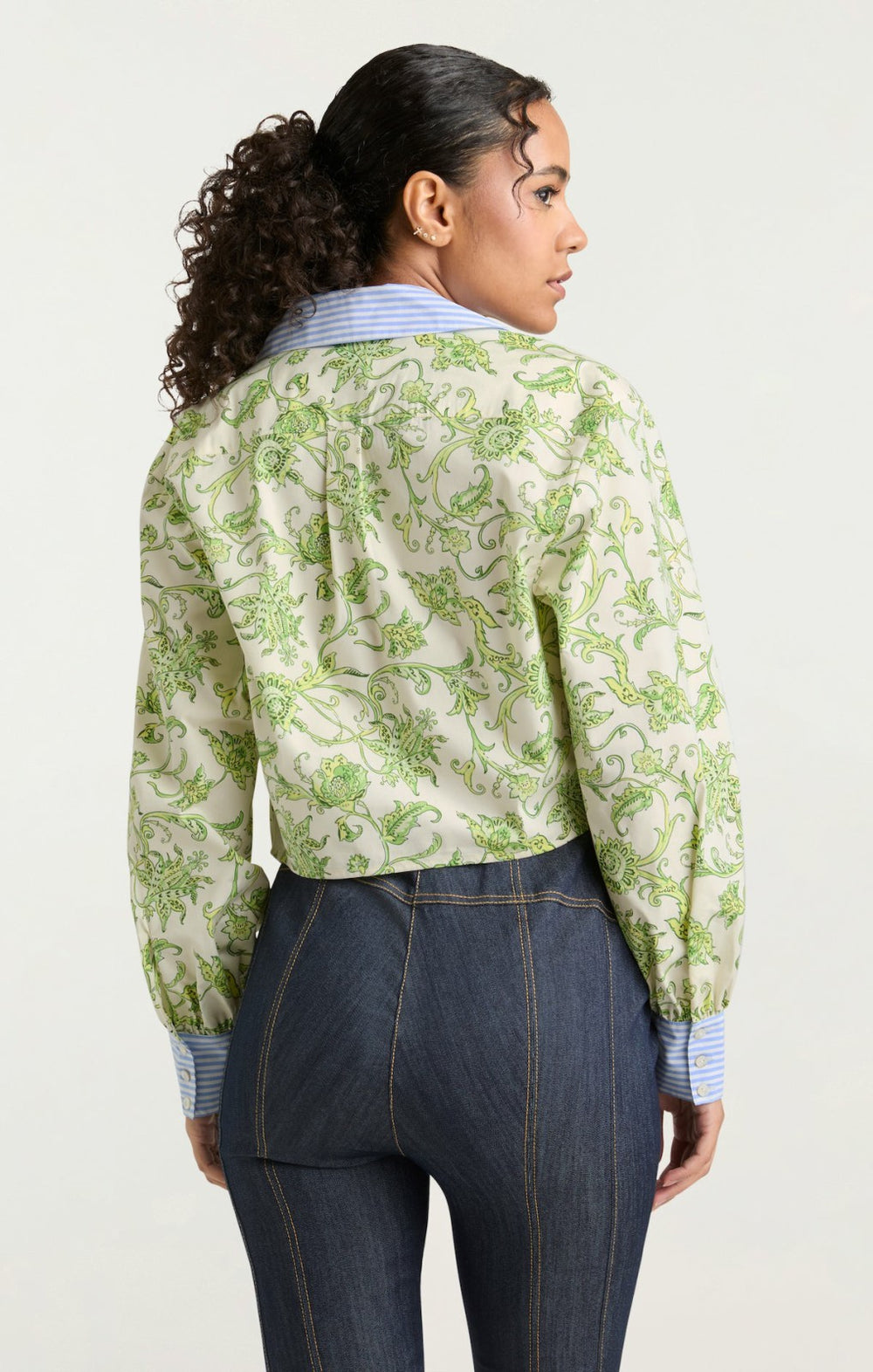 Women Ivy Paisley Poplin Mariana Top Ivory Multi/Blue Hydrangea