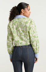 Women Ivy Paisley Poplin Mariana Top Ivory Multi/Blue Hydrangea