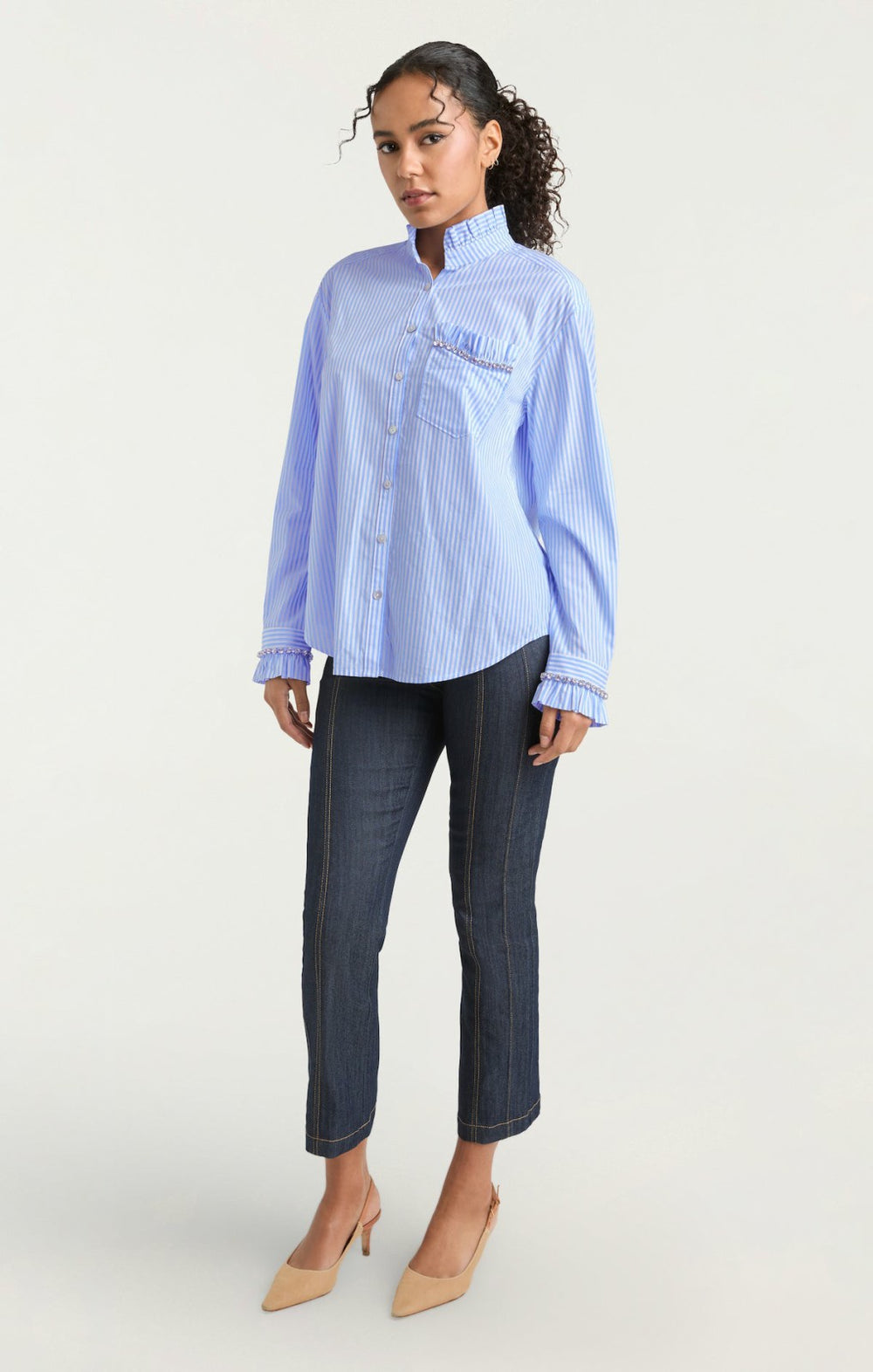 Women Gerda Top Blue Hydrangea/Ivory