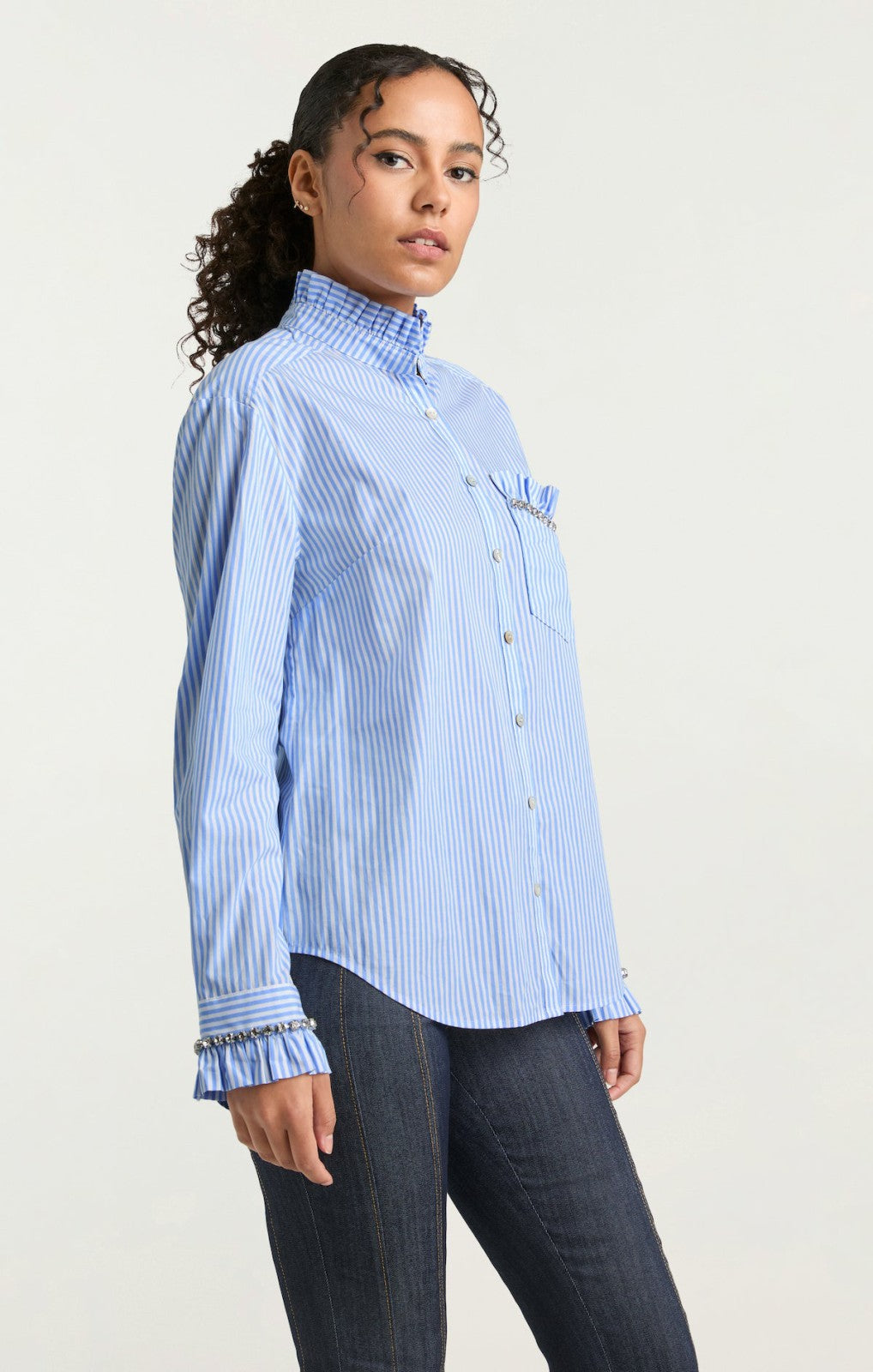 Women Gerda Top Blue Hydrangea/Ivory