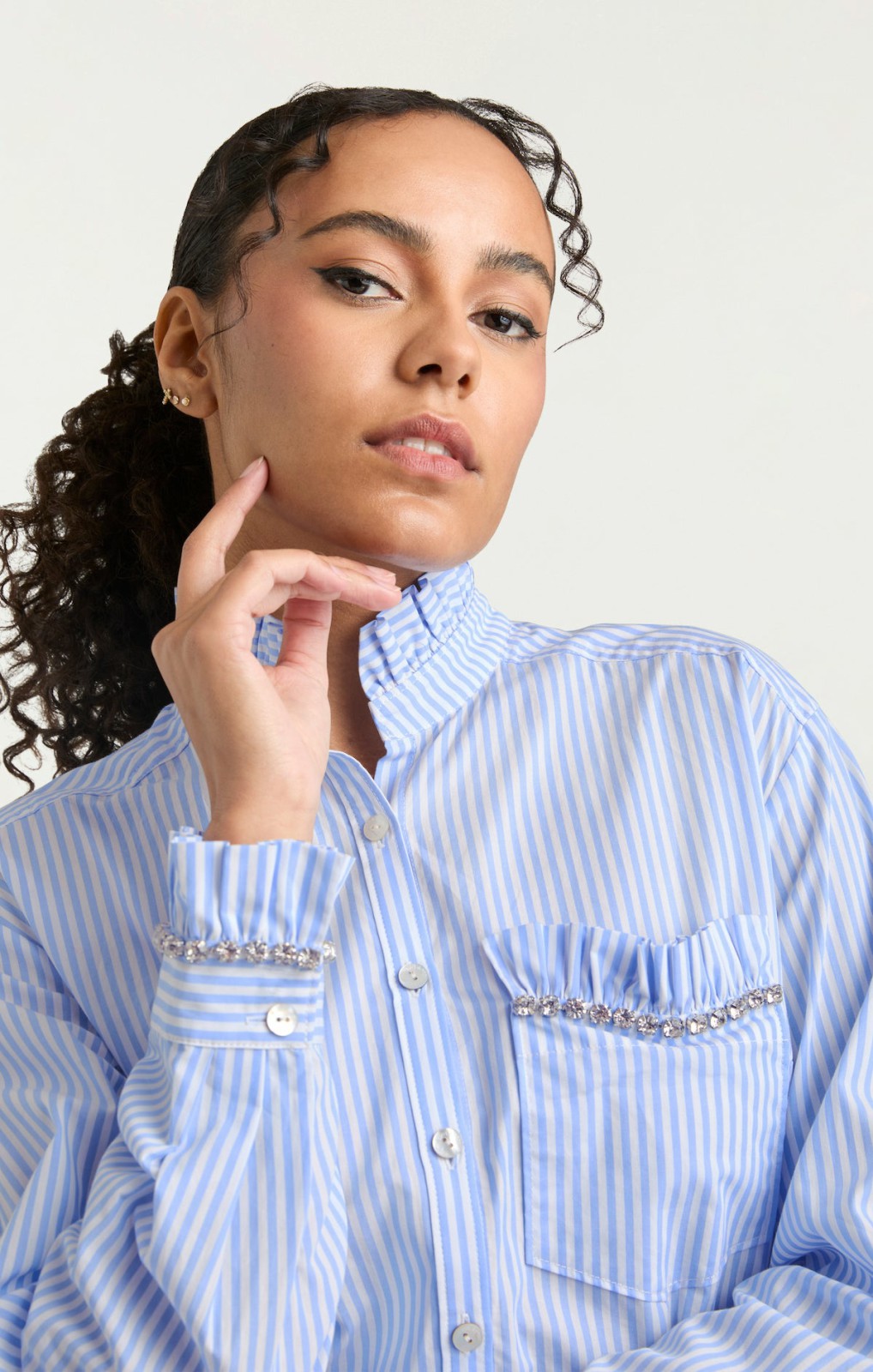 Women Gerda Top Blue Hydrangea/Ivory