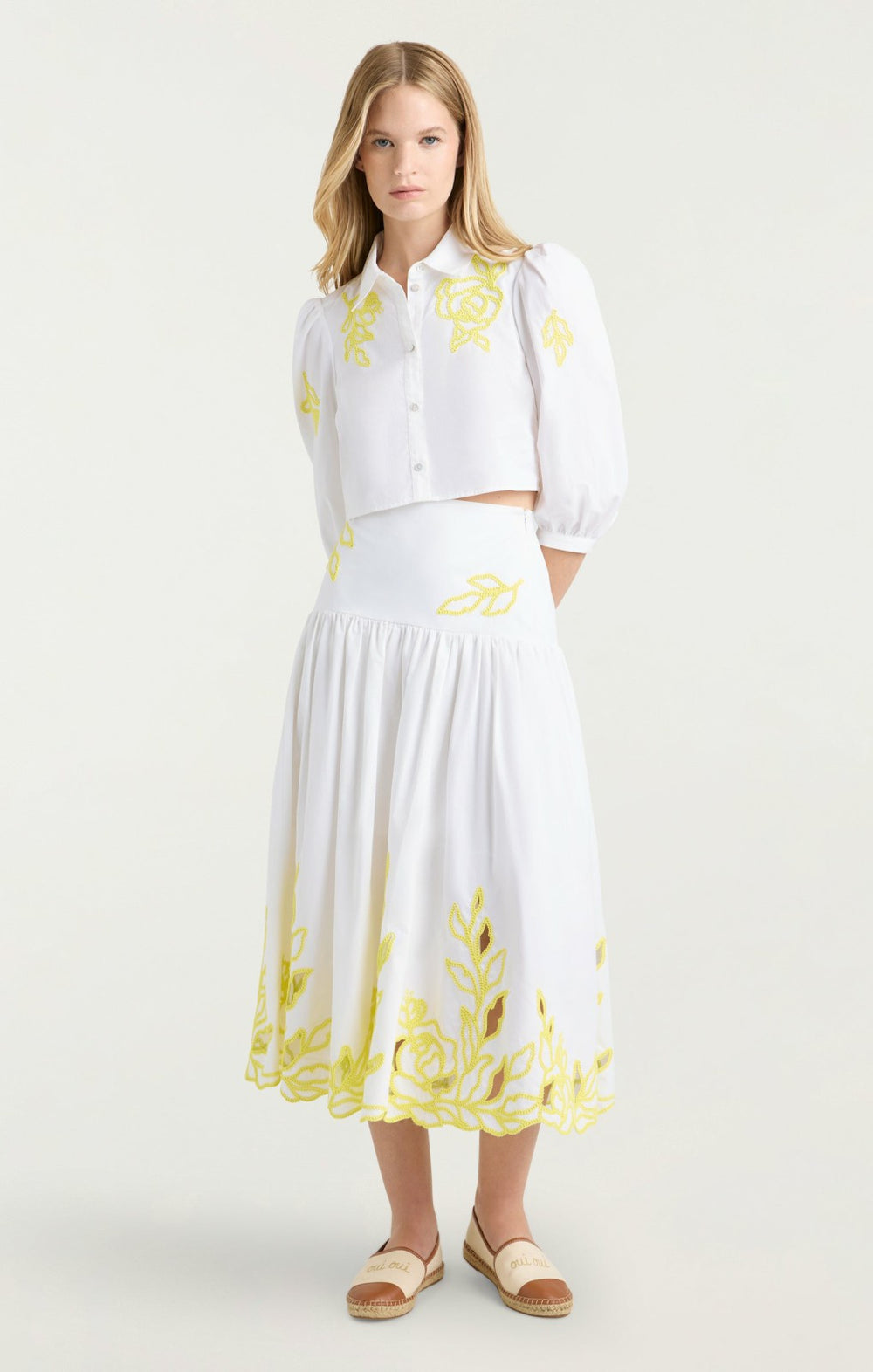 Women Trailing Peonies Tilda Top White/Golden Glow