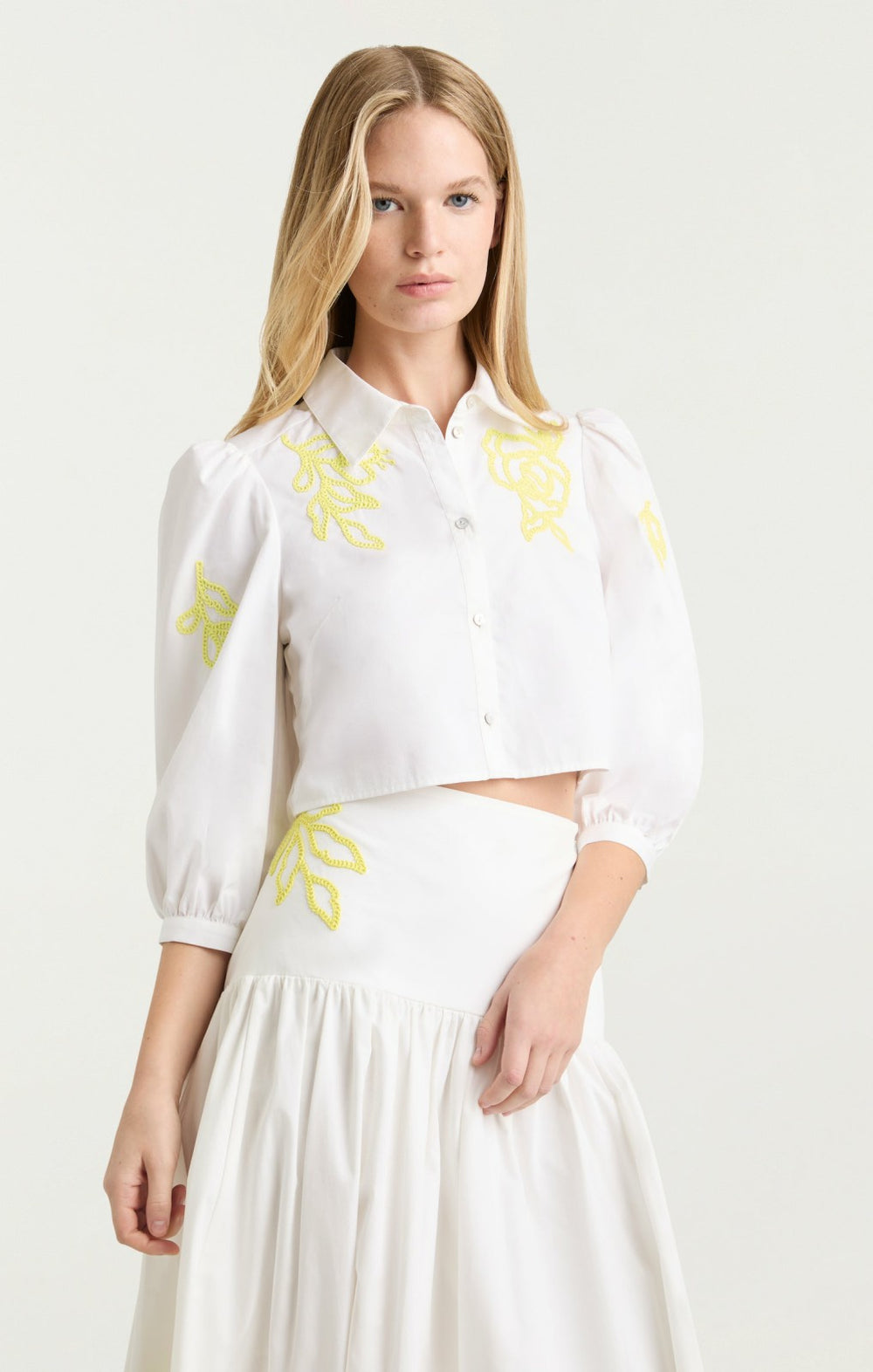 Women Trailing Peonies Tilda Top White/Golden Glow