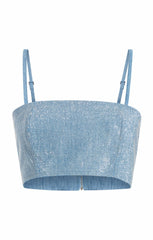 Women Chambray Heatset Nikki Top Medium Blue