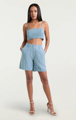 Women Chambray Heatset Nikki Top Medium Blue