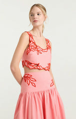 Women Trailing Peonies Bonita Top Pink Poppy/Coral Orange