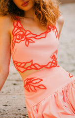 Women Trailing Peonies Bonita Top Pink Poppy/Coral Orange