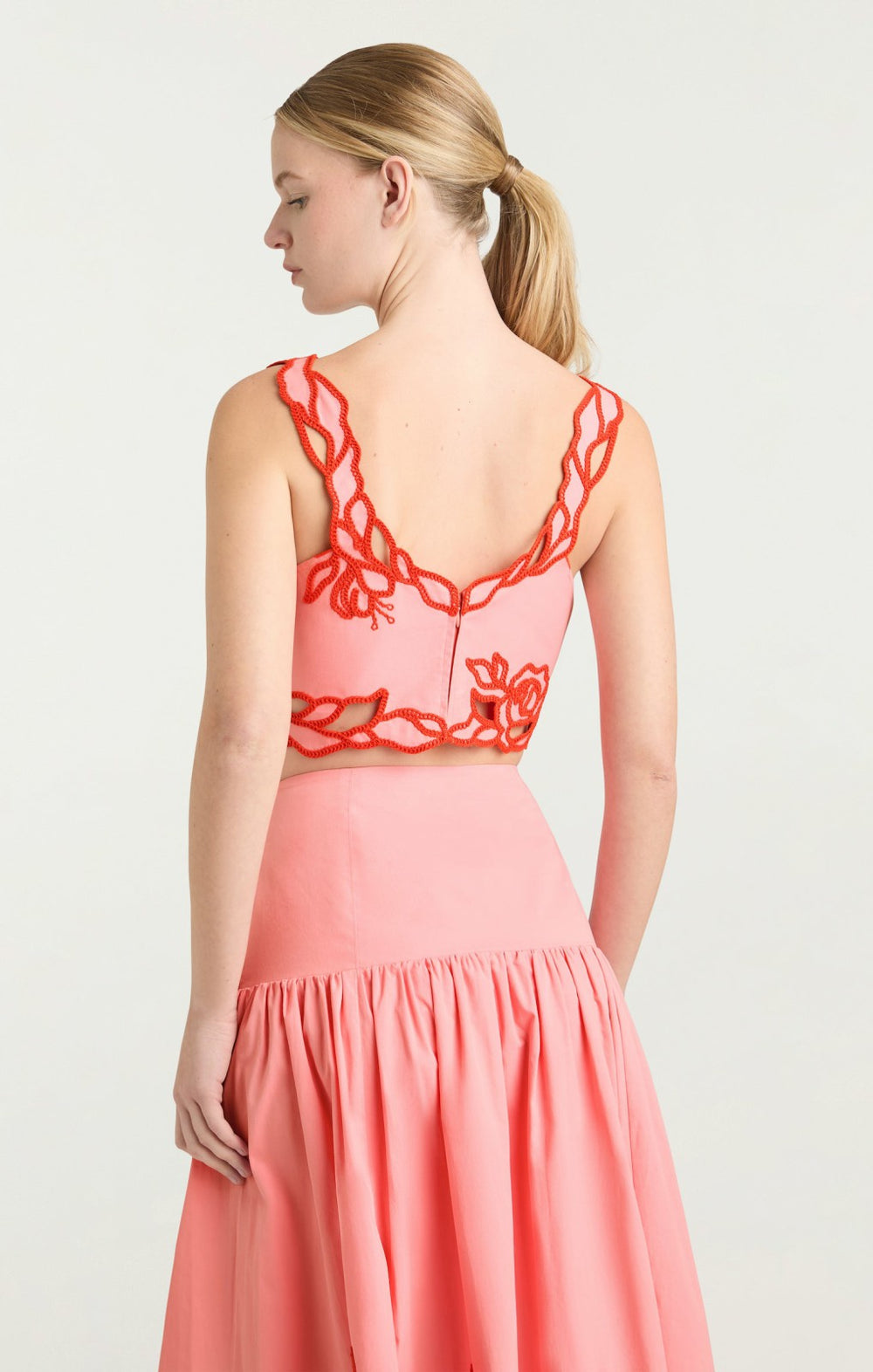 Women Trailing Peonies Bonita Top Pink Poppy/Coral Orange