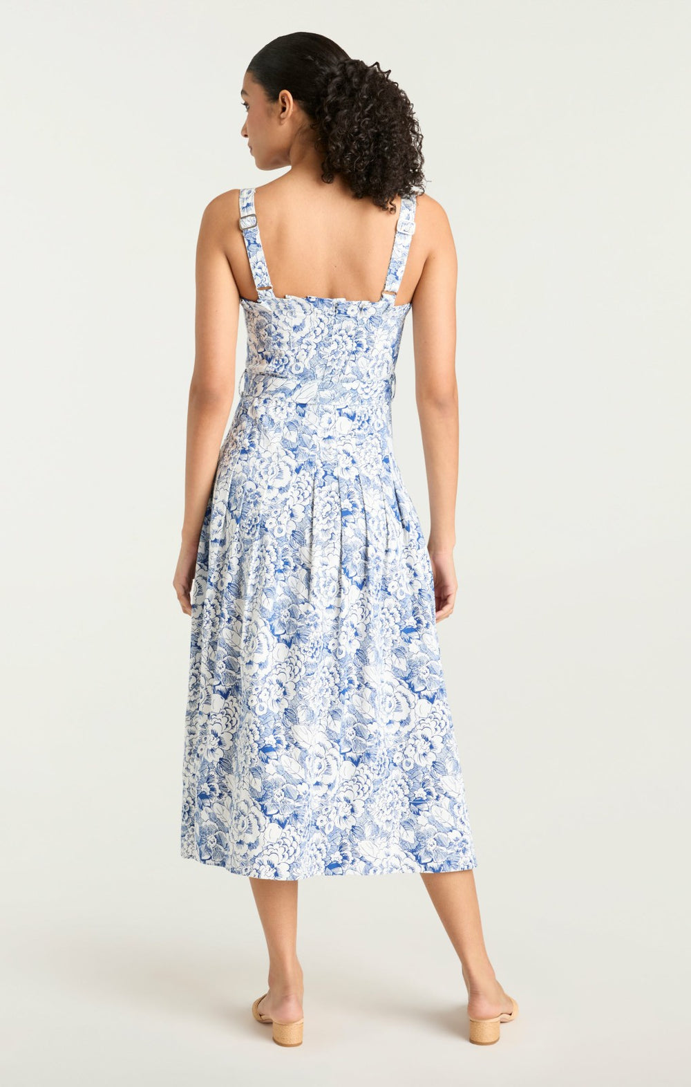 Women Sketchbook Floral Branwen Dress White/Dark Cerulean