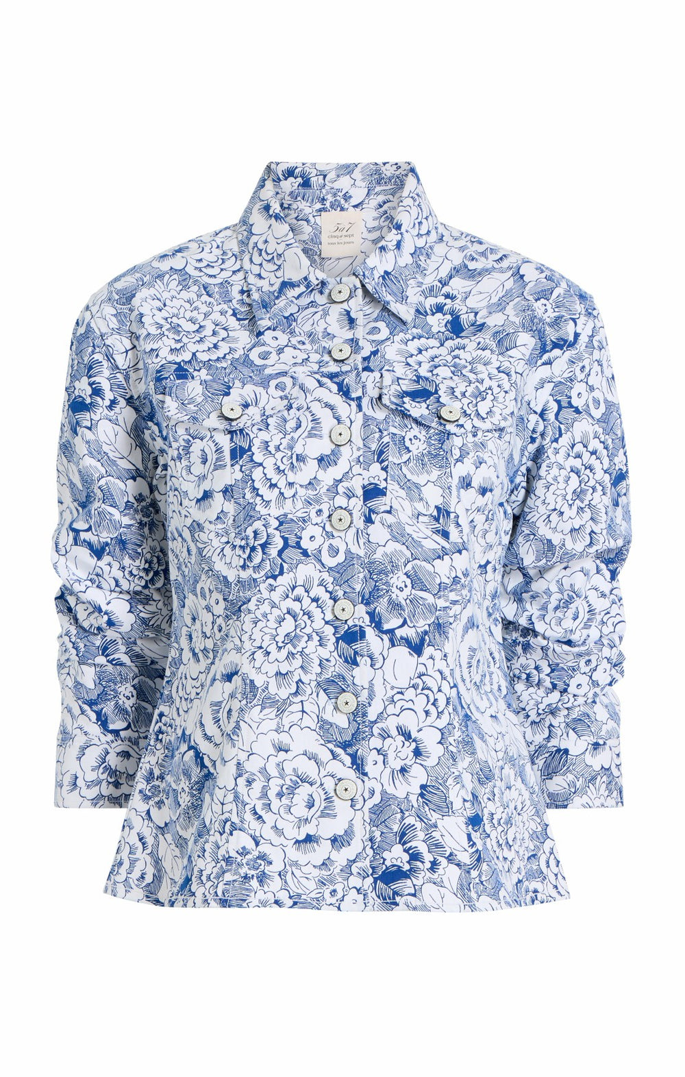Women Sketchbook Floral Scrunched Canyon Jacket White/Dark Cerulean